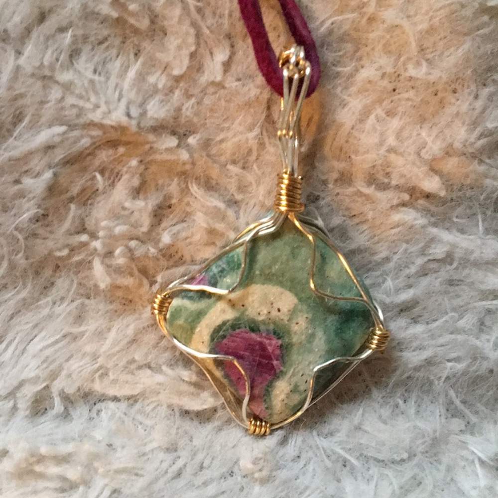 Ruby / fuchsite pendant